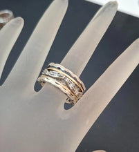 Load image into Gallery viewer, Swivel 9k Yellow Gold 925 Silver Zircon Ring sz 7.5,8 Hadar Designers (SN)Last