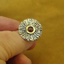 Load image into Gallery viewer, Garnet Ring 9k Yellow Gold 925 Silver sz 9 Handmade Hadar Designers () Last