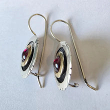 Load image into Gallery viewer, Red Garnet Earrings 9k Yellow Gold 925 Silver Handmade Gift Hadar Designers ()L