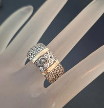 Load image into Gallery viewer, White Zircon Ring 8.5 Handmade 9k Yellow Gold 925 Silver Hadar Designers (SN)y