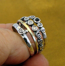 Load image into Gallery viewer, Red Garnet Zircons Ring 9k yellow gold 925 silver sz 10 Hadar Designers ()Last