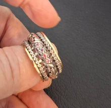 Load image into Gallery viewer, Hadar Designers Swivel 9k Yellow Gold 925 Silver Pink Zircon Ring 6.5,7 (SN)SALE