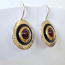 Load image into Gallery viewer, Red Garnet Earrings 9k Yellow Gold 925 Silver Handmade Gift Hadar Designers ()L