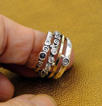 Load image into Gallery viewer, Red Garnet Zircons Ring 9k yellow gold 925 silver sz 10 Hadar Designers ()Last