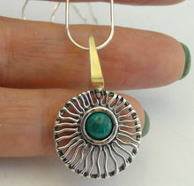 Load image into Gallery viewer, Turquoise Pendant 9k Yellow Gold Sterling Silver Handmade Hadar Designers ()Last