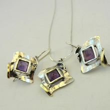 Load image into Gallery viewer, Amethyst Earrings 9k Gold 925 Sterling Silver Handmade Hadar Designers () Last