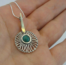 Load image into Gallery viewer, Turquoise Pendant 9k Yellow Gold Sterling Silver Handmade Hadar Designers ()Last