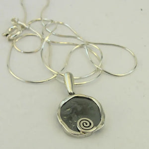 Pendant Spiral 9k Yellow Gold 925 Silver Handmade Hadar Designers (Ms 752)