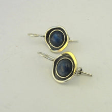 Load image into Gallery viewer, Blue Kyanite Earrings 9k Yellow Gold 925 Sterling Silver Hadar Designers () Last