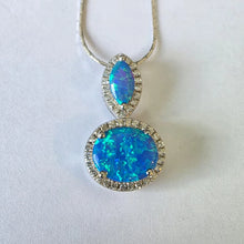 Load image into Gallery viewer, Blue Opal Zircon Pendant 925 Sterling Silver Handmade Hadar Designers () Last