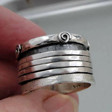 Load image into Gallery viewer, Wide Swivel Sterling Silver Ring sz 8,8.5 Handmade Hadar Designers (I r475s)LAST