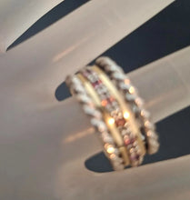 Load image into Gallery viewer, Pink Zircon Ring 7.5 Swivel 9k Yellow Gold 925 Silver Hadar Designers (SN)Last