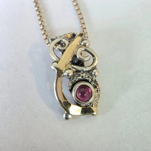 Load image into Gallery viewer, Pink Tourmaline Pendant 9k Yellow Gold Sterling Silver Hadar Designers (MS) Last