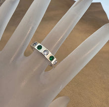 Load image into Gallery viewer, Emerald Zircon Ring size 7 Handmade 9k gold 925 Silver Hadar Designers ()LAST
