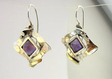 Load image into Gallery viewer, Amethyst Earrings 9k Gold 925 Sterling Silver Handmade Hadar Designers () Last