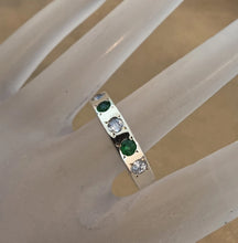 Load image into Gallery viewer, Emerald Zircon Ring size 7 Handmade 9k gold 925 Silver Hadar Designers ()LAST