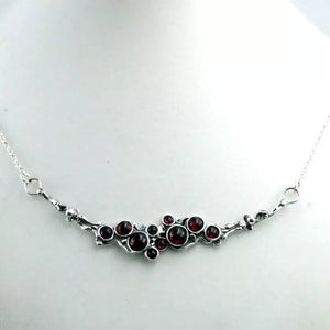 Red Garnet Pendant Necklace 925 Sterling Silver Gift Handmade Hadar Designers (H