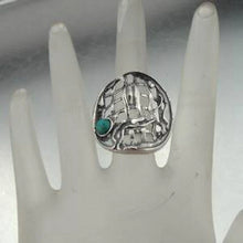Load image into Gallery viewer, Blue Opal Ring sz 7,8,9 Art Sterling Silver Handmade Hadar Designers (H 114)Last