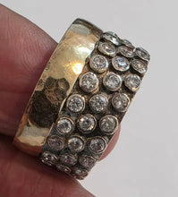 Load image into Gallery viewer, White Zircon Ring 9k Gold 925 Silver 9.5 Handmade Hadar Designers(I R552)Last