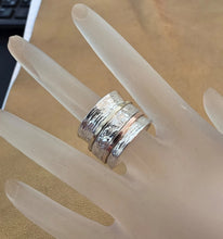 Load image into Gallery viewer, Swivel Ring 9k Gold Sterling Silver sz 8.5, 9 only Hadar Designers (B) LAST