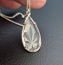 Load image into Gallery viewer, Rock Crystal Leaf Pendant 925 Sterling Silver Handmade Hadar Designers  ()Last