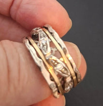 Load image into Gallery viewer, Swivel 9k Yellow Gold 925 Silver Zircon Ring sz 7.5,8 Hadar Designers (SN)Last