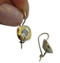 Load image into Gallery viewer, White Zircon 9k Yellow Gold Sterling Silver Earrings Handmade Hadar Designers(MS