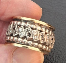 Load image into Gallery viewer, Hadar Designers Swivel 9k Yellow Gold 925 Silver Zircon Ring 6.5 Only (SN) LAST