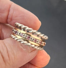 Load image into Gallery viewer, Pink Zircon Ring 7.5 Swivel 9k Yellow Gold 925 Silver Hadar Designers (SN)Last