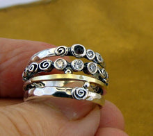 Load image into Gallery viewer, Red Garnet Zircons Ring 9k yellow gold 925 silver sz 10 Hadar Designers ()Last