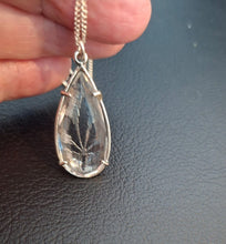 Load image into Gallery viewer, Rock Crystal Leaf Pendant 925 Sterling Silver Handmade Hadar Designers  ()Last