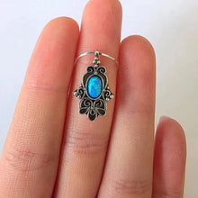 Load image into Gallery viewer, Blue Opal Pendant Hamsa 925 Sterling Silver Handmade Hadar Designers () Last