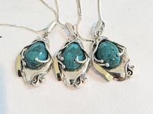 Load image into Gallery viewer, Turquoise Pendant 9k Yellow Gold Sterling Silver Handmade Hadar Designers (Last