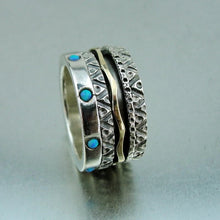 Load image into Gallery viewer, Opal Swivel Ring 9k Yellow Gold 925 Silver sz 7 Handmade Hadar Designers (SN)y