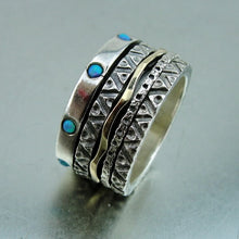 Load image into Gallery viewer, Opal Swivel Ring 9k Yellow Gold 925 Silver sz 7 Handmade Hadar Designers (SN)y