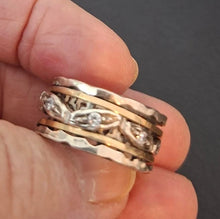 Load image into Gallery viewer, Swivel 9k Yellow Gold 925 Silver Zircon Ring sz 7.5,8 Hadar Designers (SN)Last