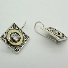 Load image into Gallery viewer, Zircon Earrings 9K Yellow Gold Sterling Silver Handmade Hadar Designers () Last