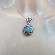 Load image into Gallery viewer, Blue Opal Pendant 9k Rose Gold 925 Silver Filigree Art Hadar Designers () Last