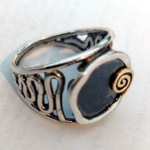 Pendant Spiral 9k Yellow Gold 925 Silver Handmade Hadar Designers (Ms 752)