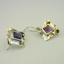 Load image into Gallery viewer, Amethyst Earrings 9k Gold 925 Sterling Silver Handmade Hadar Designers () Last