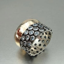 Load image into Gallery viewer, White Zircon Ring 9k Gold 925 Silver 9.5 Handmade Hadar Designers(I R552)Last