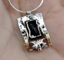 Load image into Gallery viewer, Black Onyx Pendant 9k Yellow Gold Sterling Silver Handmade Hadar Designers ()Last