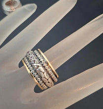 Load image into Gallery viewer, Hadar Designers Swivel 9k Yellow Gold 925 Silver Pink Zircon Ring 6.5,7 (SN)SALE