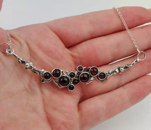 Red Garnet Pendant Necklace 925 Sterling Silver Gift Handmade Hadar Designers (H