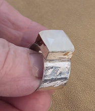 Load image into Gallery viewer, Moonstone Ring 9k Yellow Gold 925 Sterling Silver sz 6.5 Hadar Designers (I)LAST