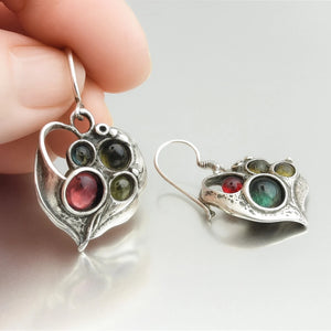 Boho Fun Tourmaline & Citrine Earrings – 925 Sterling Silver – Hadar Designers