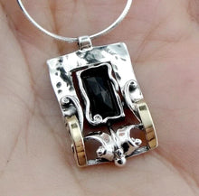 Load image into Gallery viewer, Black Onyx Pendant 9k Yellow Gold Sterling Silver Handmade Hadar Designers ()Last