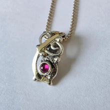 Load image into Gallery viewer, Pink Tourmaline Pendant 9k Yellow Gold Sterling Silver Hadar Designers (MS) Last