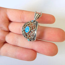 Load image into Gallery viewer, Opal Pendant 9k Yellow Gold filigree 925 Sterling Silver Hadar Designers ()Last