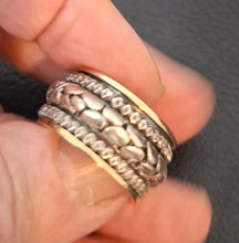 Load image into Gallery viewer, Hadar Designers Swivel 9k Yellow Gold 925 Silver Pink Zircon Ring 6.5,7 (SN)SALE